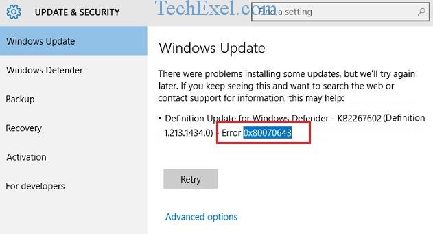 0x80070643 Error in Windows 10 While Updating