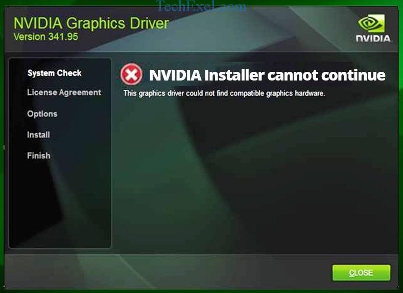 NVIDIA Installer Cannot Continue Error in Windows 10, 8 and 7
